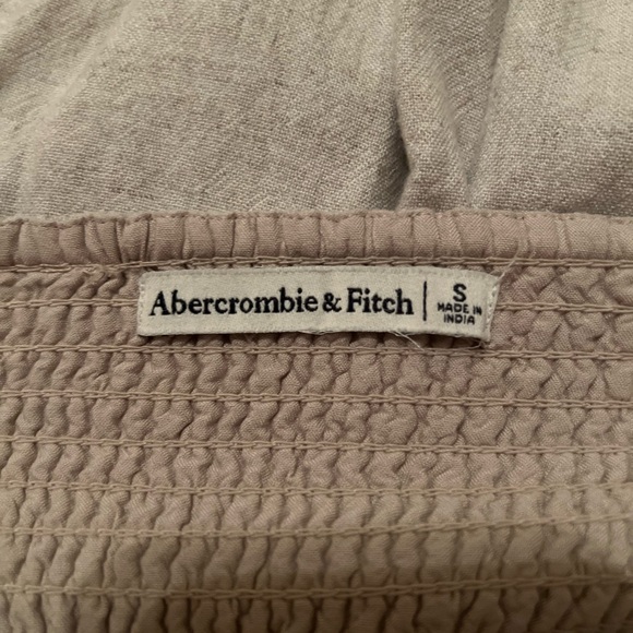 Abercrombie & Fitch Tie Strap Ruffle Hem Mini Linen Dress - Picture 3 of 9